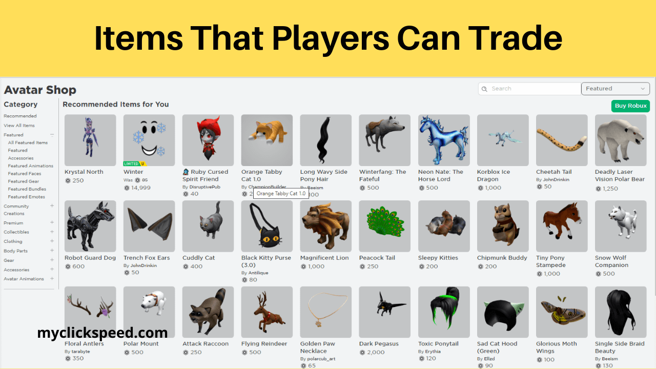 Items that players can trade