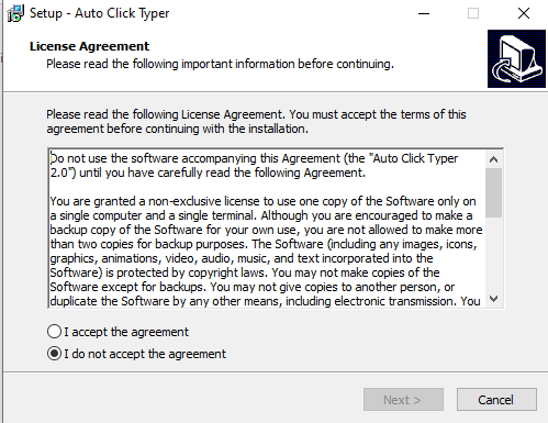 Thỏa thuận cấp phép Auto Clicker Typer