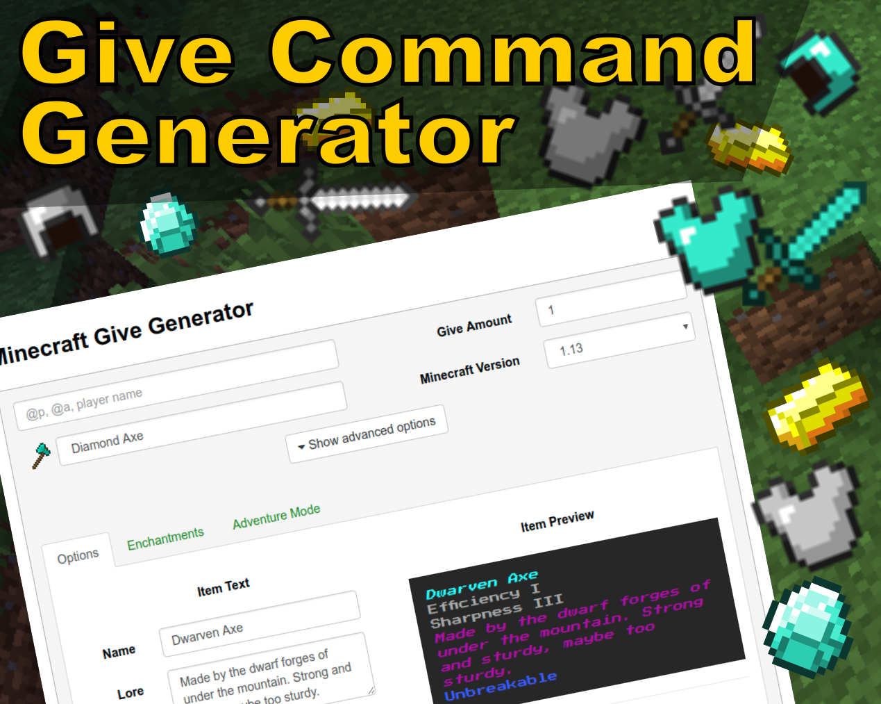 Minecraft Give Command Generator