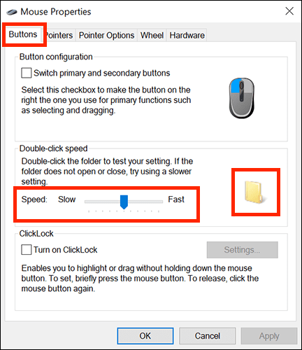 Low Double-Click Speed of the Mouse