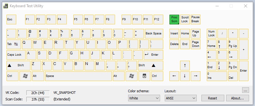 Keyboard Test Utility White Color