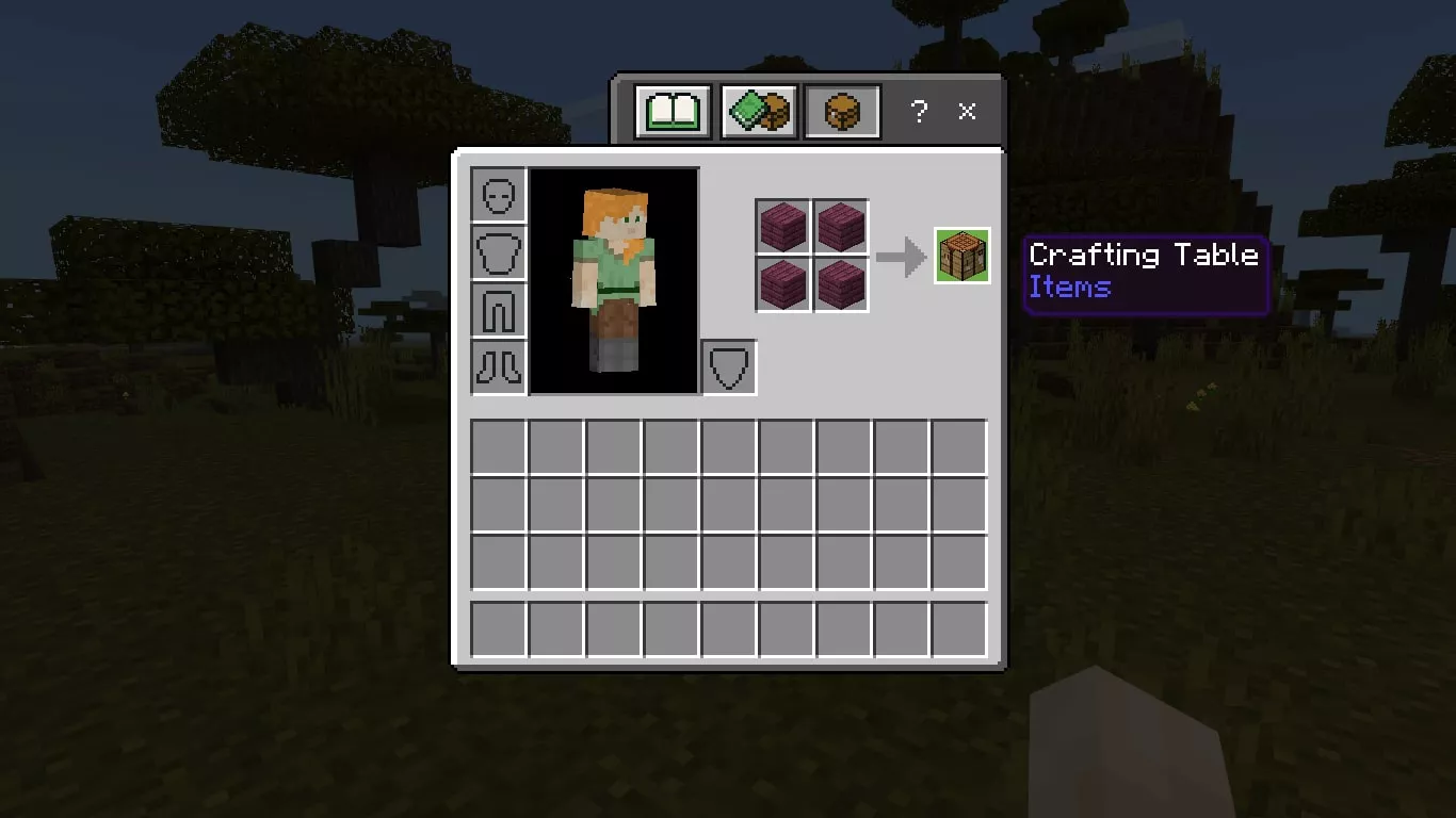 2. Make a crafting table out of four wood planks
