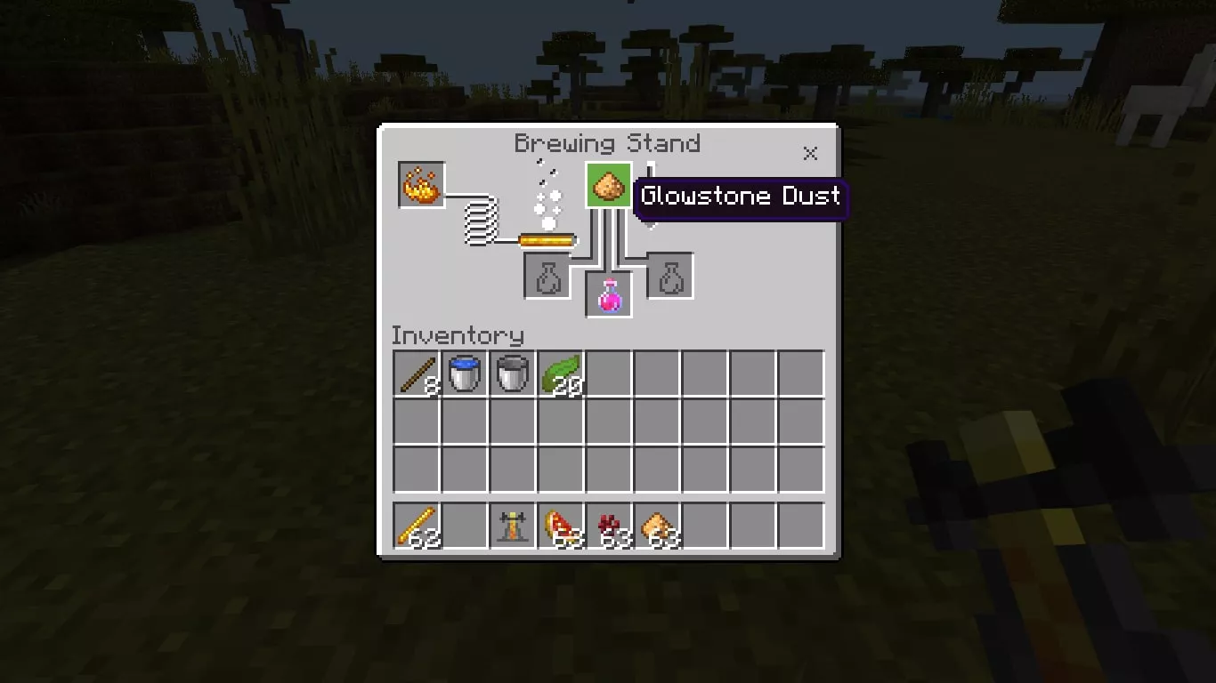 Add the Glowstone Dust to the top box in the brewing menu