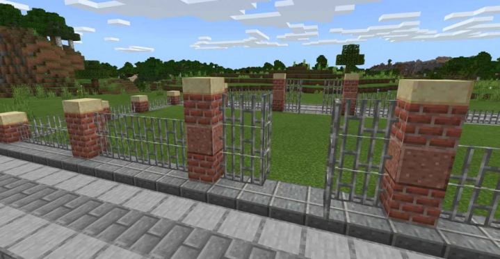 Stone Brick and Iron Fence Wall